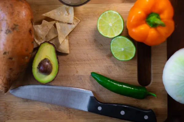 Preparing ingredients for chilaquiles
