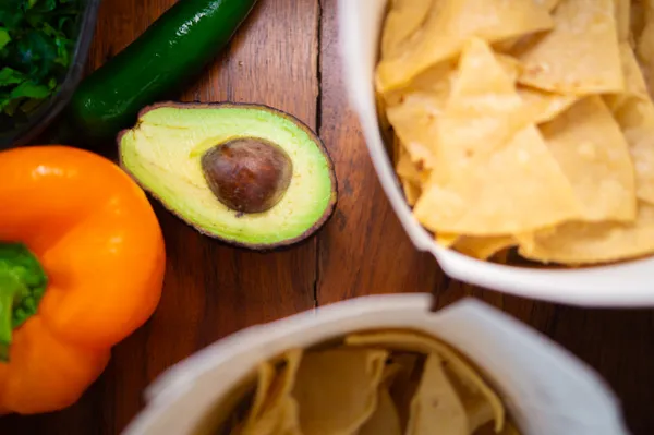 Fresh ingredients for chilaquiles preparation
